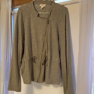 LOFT gray zip up sweater, Large, super soft